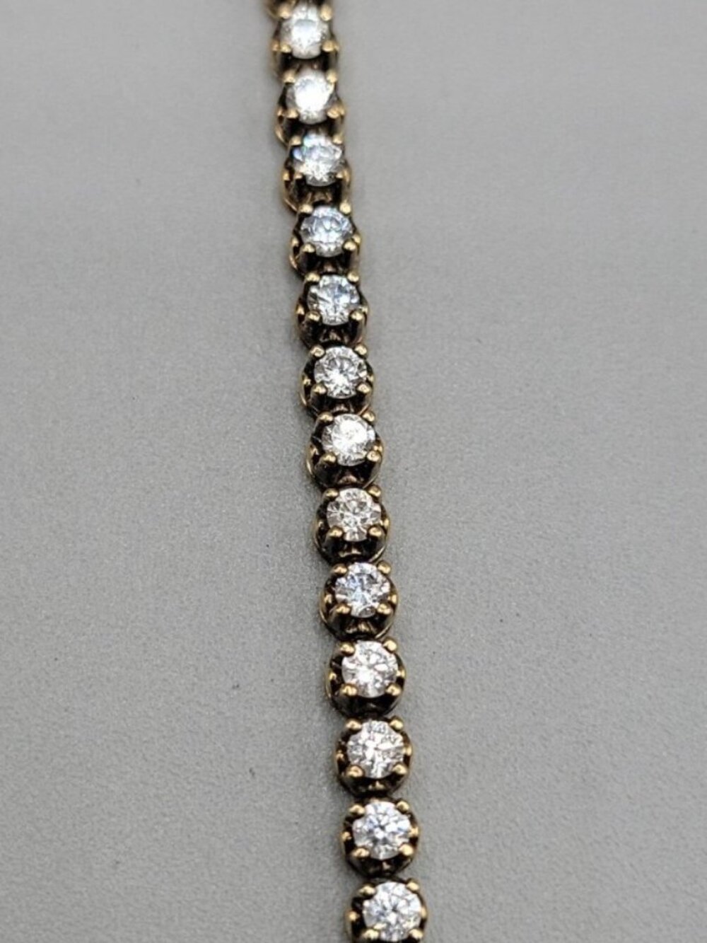 FM 87 Sterling Silver Vermeil White Topaz Tennis Bracelet Heart Charm 6.75" - Picture 9 of 13